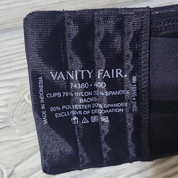 Vanity Fair Women's Beauty Back Strapless Bra, Black, Size 40D, NWT - Picture 6 of 7